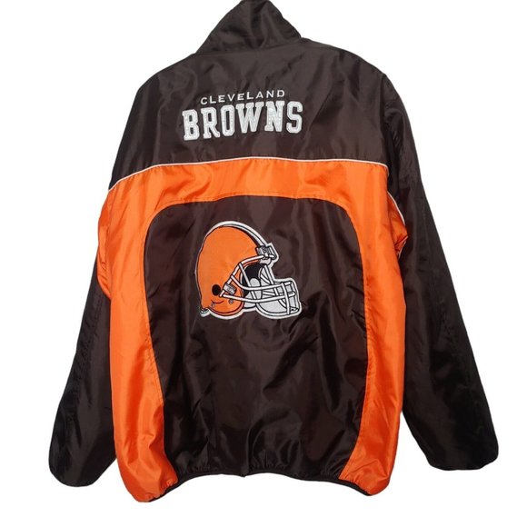 Cleveland Browns NFL Mens XL Jacket Reversible Winter Fleece Helmet Full Zip
